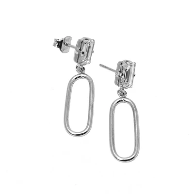 Modern ezüst csüngős fülbevaló swarovski kristállyal
