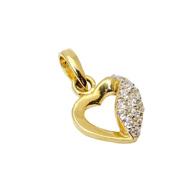 Sárga arany köves szív medál