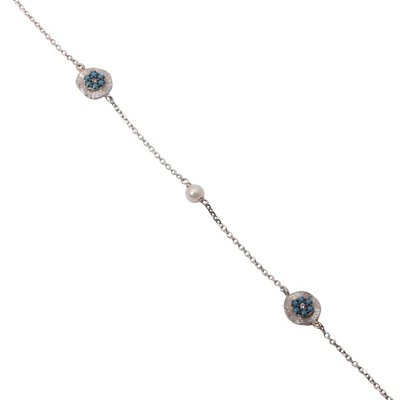 Fehér arany köves virágos karlánc