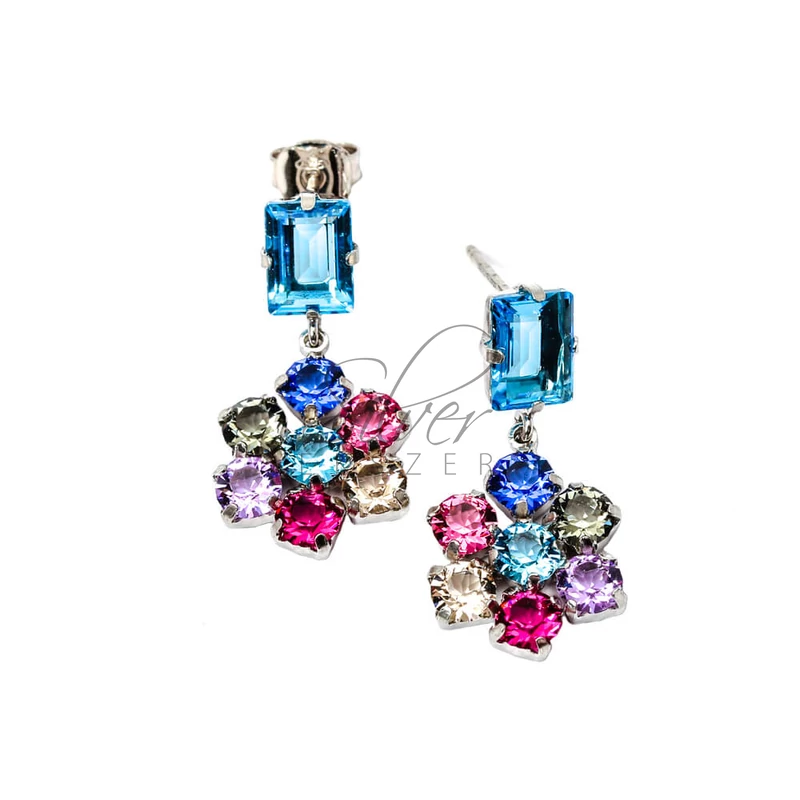 Modern ezüst fülbevaló swarovski kristállyal
