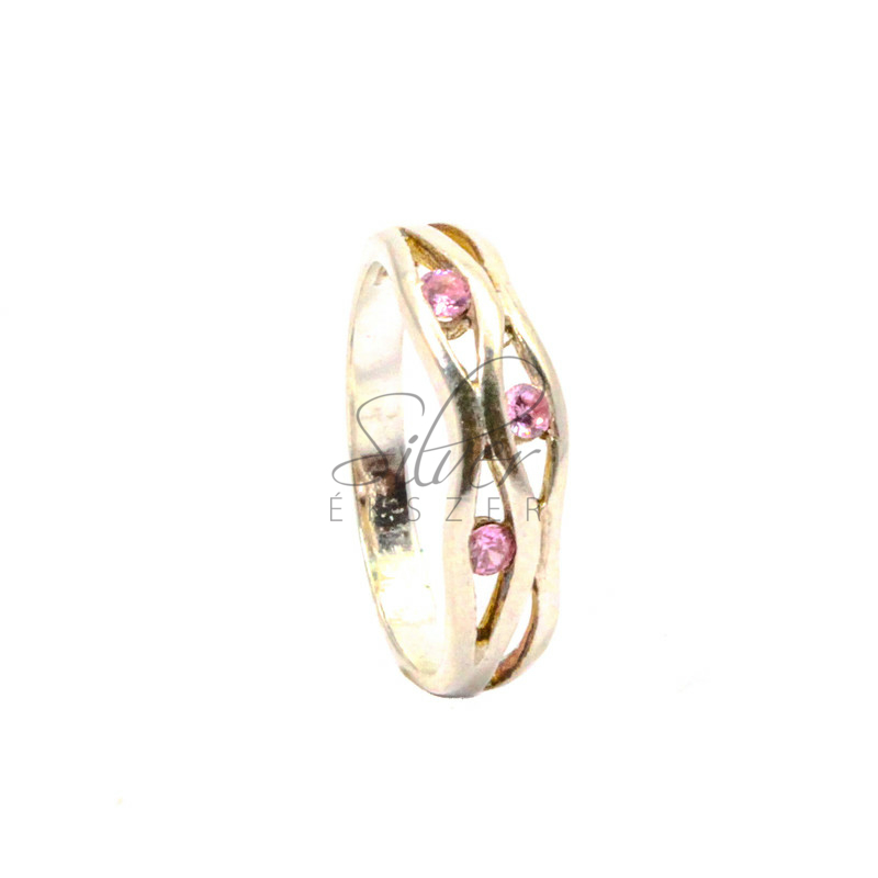 54-es ezüst gyűrű rózsaszín cirkónia kövekkel