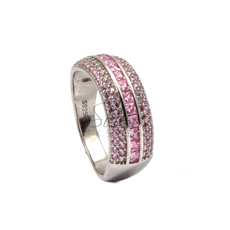 58-as méretű rózsaszín köves ezüst gyűrű 
