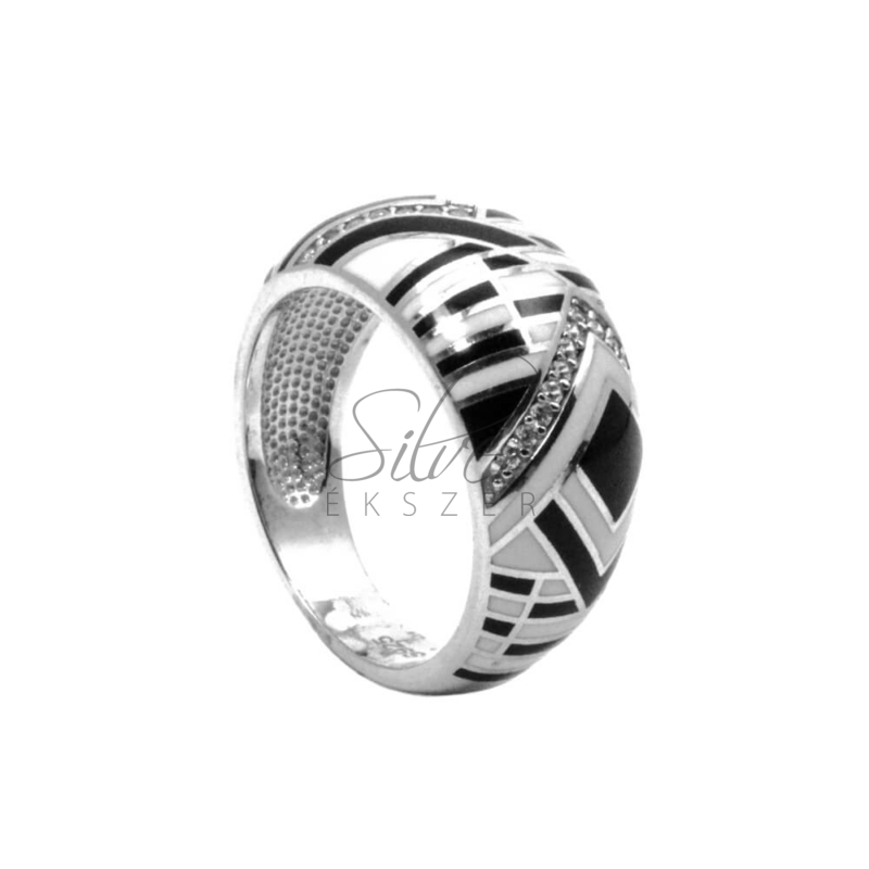 55-ös méretű ezüst gyűrű zománc díszítéssel