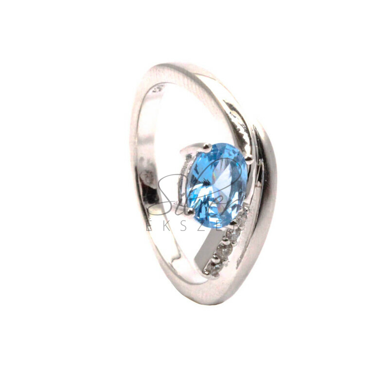 54-es modern ezüst gyűrű kék kővel