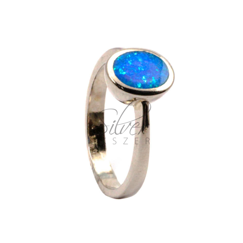 56-os  kék opál köves ezüst gyűrű buton foglalatban