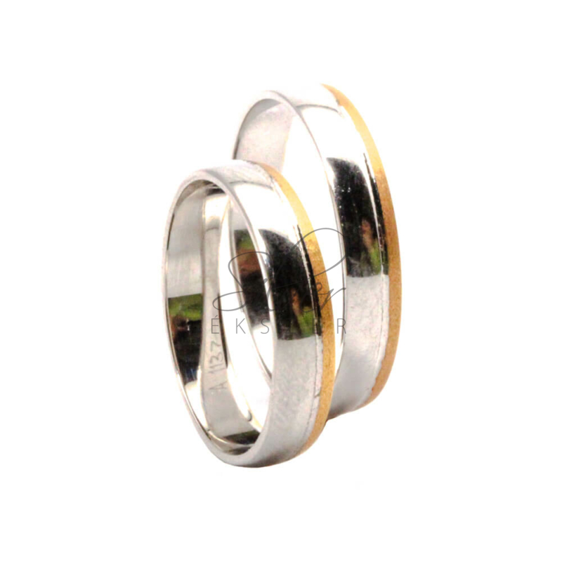Fehér-rozé arany karikagyűrű pár