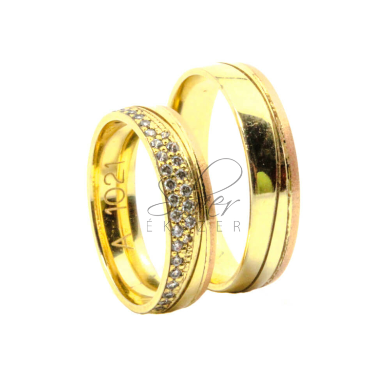 Sárga-rozé arany karikagyűrű pár