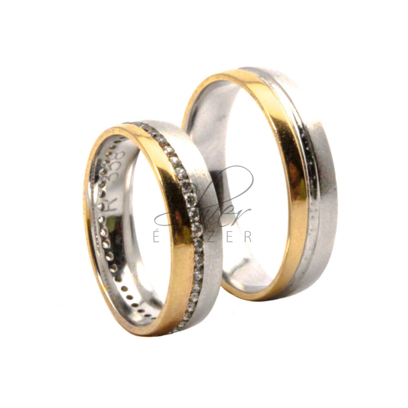 Fehér-rozé arany karikagyűrű pár
