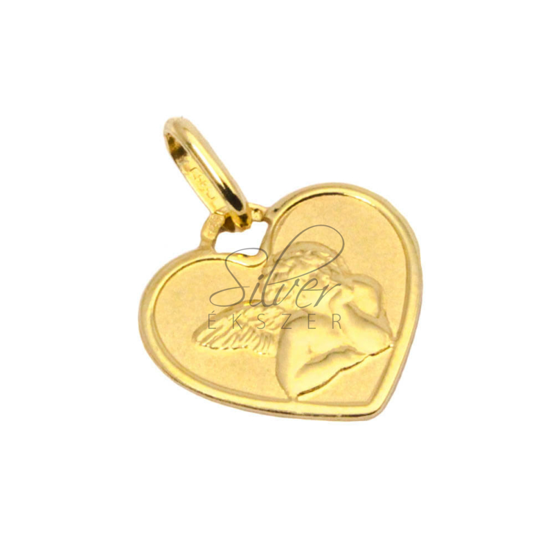 Sárga arany szív alakú angyalkás medál