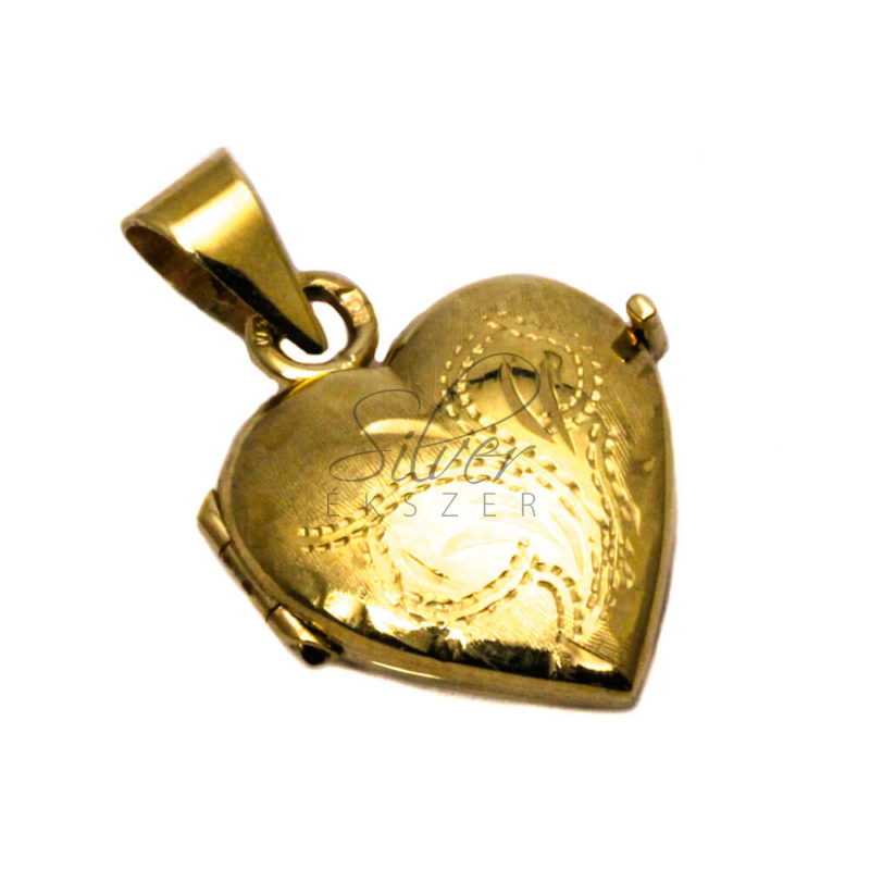 Sárga arany szív alakú fényképtartós medál