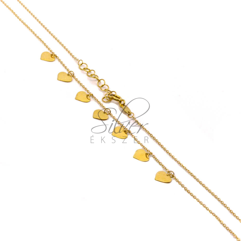 Sárga arany női nyaklánc szívecskékkel