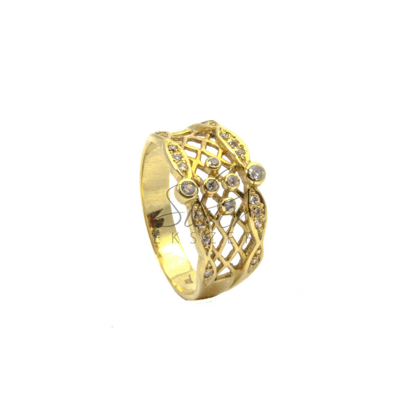 60-as méretű sárga arany cirkónia köves mutatós női gyűrű