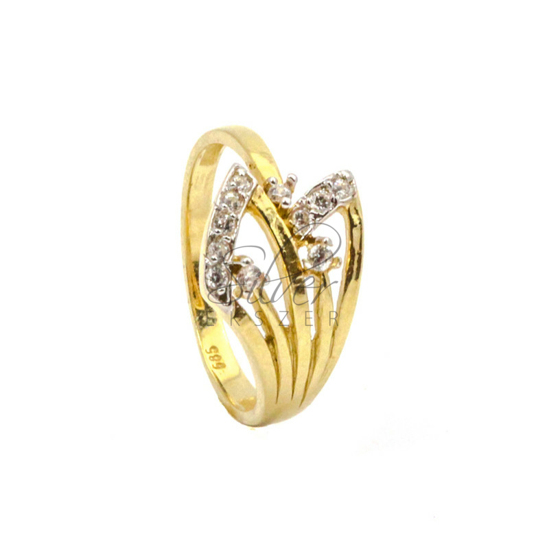 54-es méretű sárga arany cirkónia köves női gyűrű