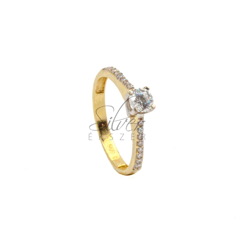 55-ös méretű sárga arany cirkónia köves modern lánykérő gyűrű