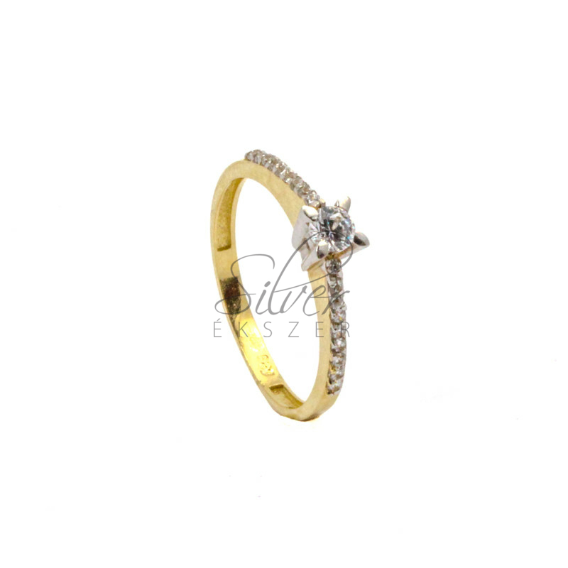 56-os méretű sárga arany cirkónia köves modern lánykérő gyűrű