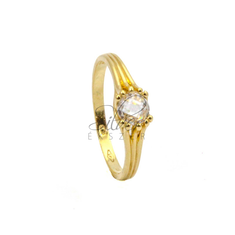 57-es méretű sárga arany cirkónia köves lánykérő gyűrű