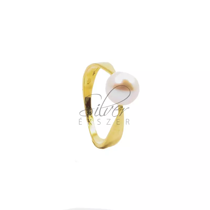 57-es méretű sárga arany gyűrű tenyésztett gyönggyel