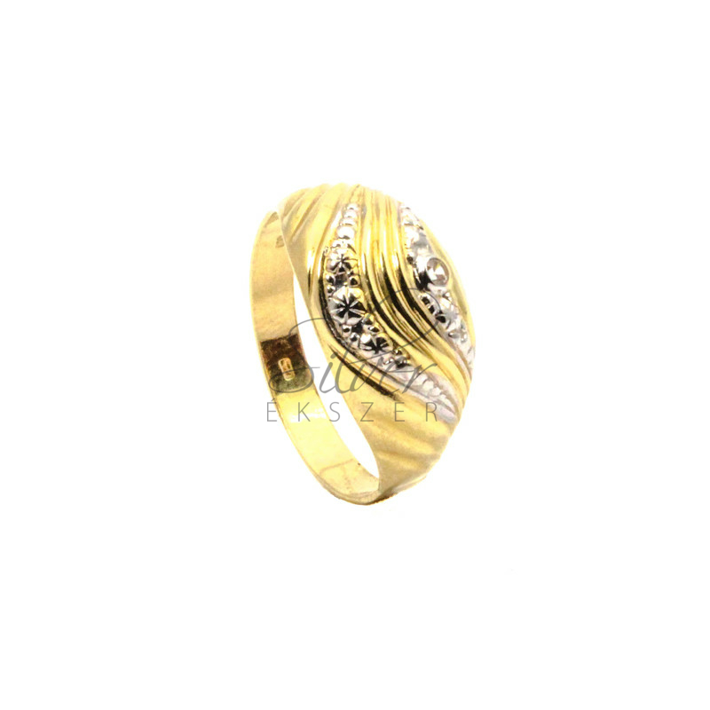 58-as méretű sárga arany gyűrű fehér arany ródiumos díszítéssel