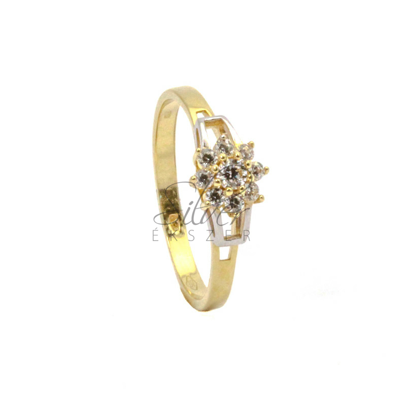 58-as méretű sárga arany virág alakú köves női gyűrű