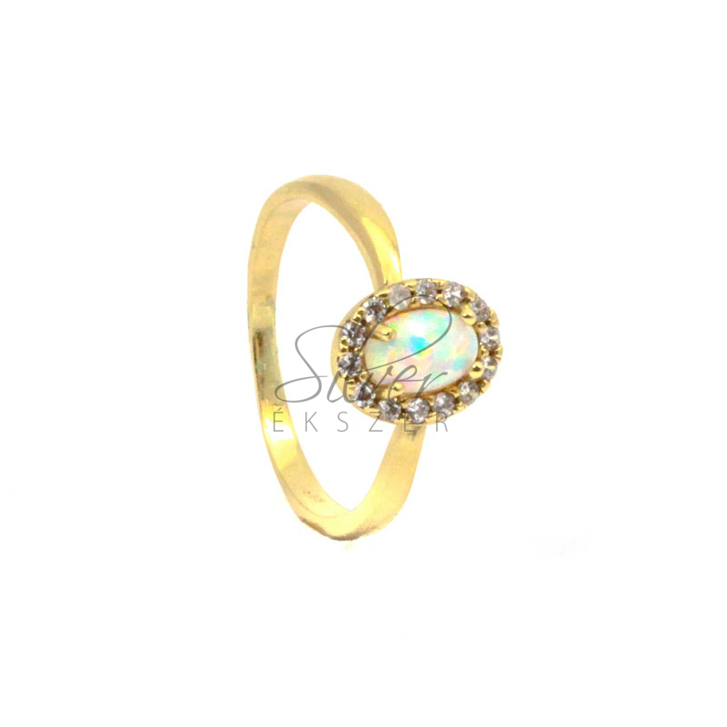 51-es méretű opál köves sárga arany gyűrű