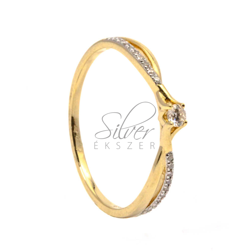 56-os méretű gyémánt köves sárga arany gyűrű