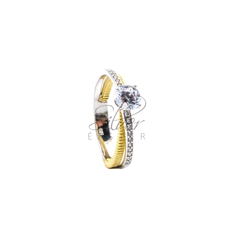 54-es méretű sárga-fehér arany modern lánykérő gyűrű