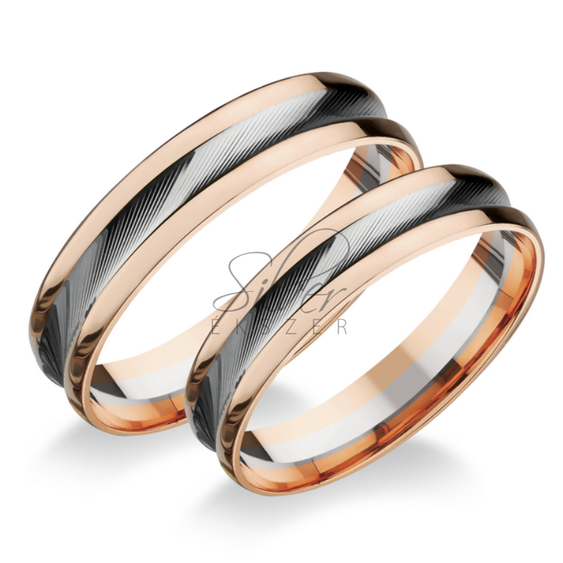 Rozé-fehér arany karikagyűrű pár