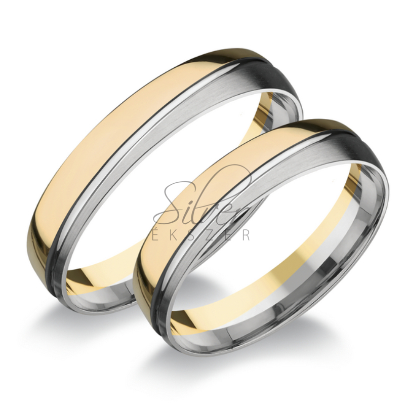 Sárga-fehér arany karikagyűrű pár